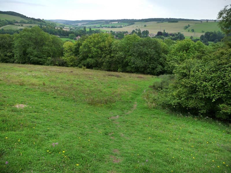 A footpath crossing farmland on Hat Hill near Singleton